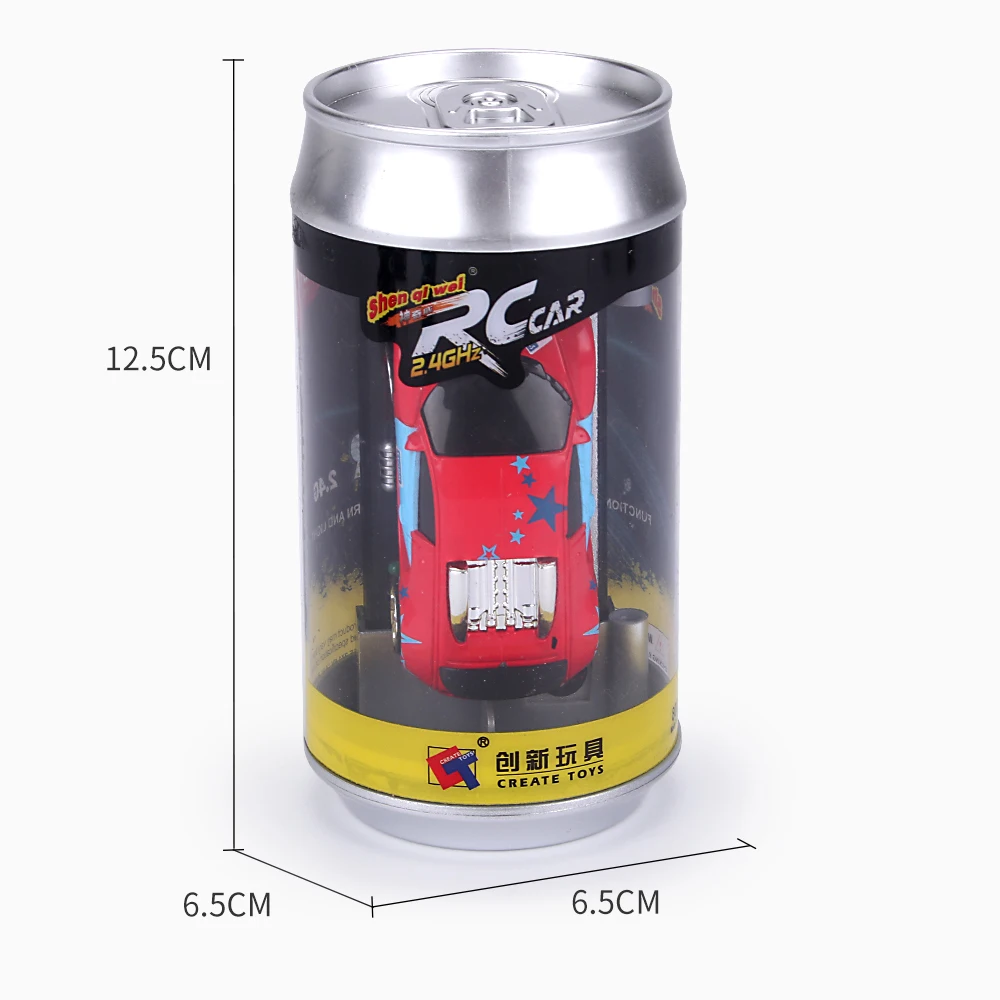 Mini Carro RC em Lata - Escala 1:58, 2.4GHz, Embalagem em Lata PVC Mini Carro RC em Lata - Escala 1:58, 2.4GHz, Embalagem em Lata PVC